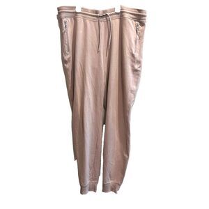 Old Navy Womens Beige Jogger Pants XL XXL Dynamic Fleece Zip Pockets Drawstring*